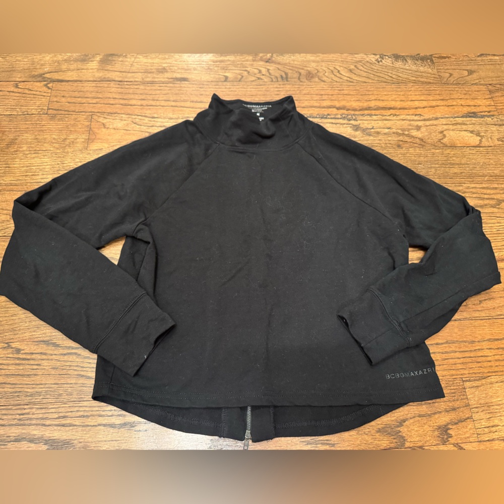 BCBGMAXAZRIA Black Zip Back Pullover Sweatshirt Size M